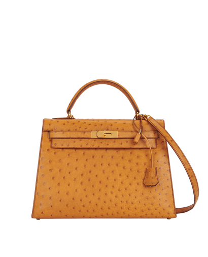 Kelly 32 in Ostrich Cognac, &pound;15,000, Handbags, Tan, Ostrich, Front view